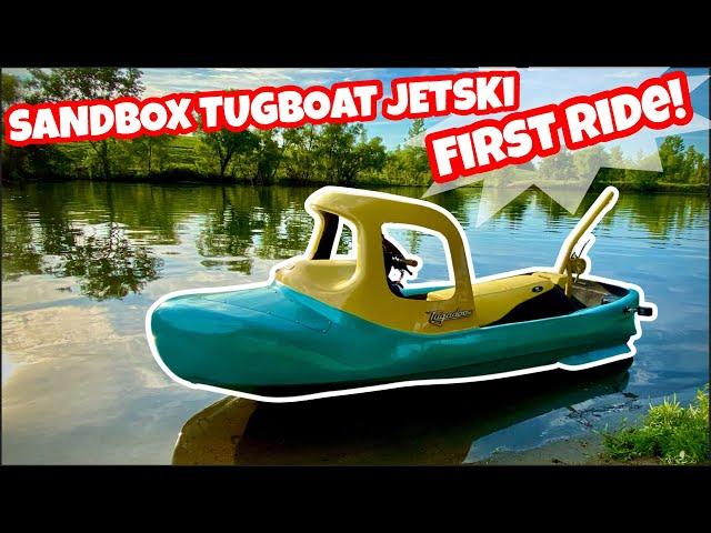 WILL IT RUN? CUSTOM SANDBOX TUGBOAT JETSKI GOES FOR ITS FIRST RIDE! BUDGET TUGGY JETBOAT BUILD WORKS