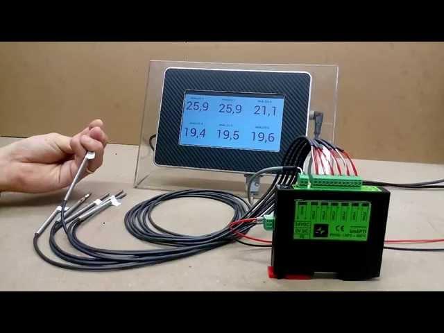 PT100 Temperature Sensors with Android HMI and bm6PTI Modbus RS485