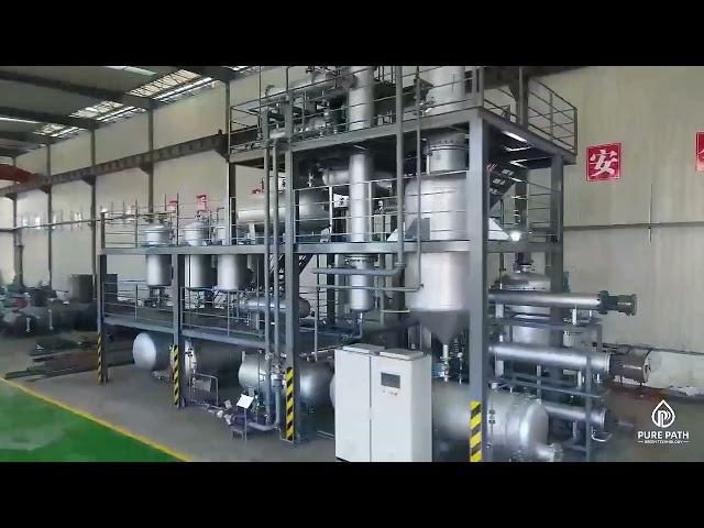 Advanced thin film evaporator vacuum distillation technology to convert waste oil into quality base