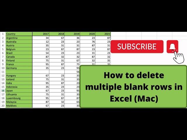 How to delete multiple blank rows in Excel (Mac)