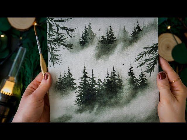 Paint a misty watercolor landscape for beginners