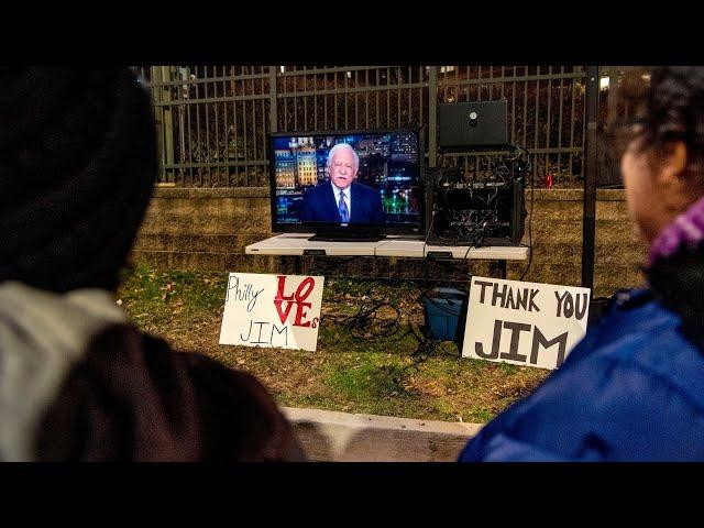 Tailgaters celebrating Jim Gardner braved the cold for Philly's favorite newscaster