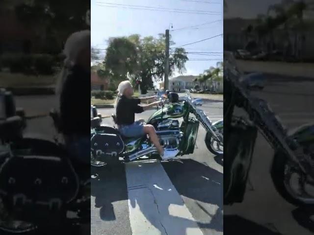 Green V8 Chopper Daytona bike week 2022 on Powamoto