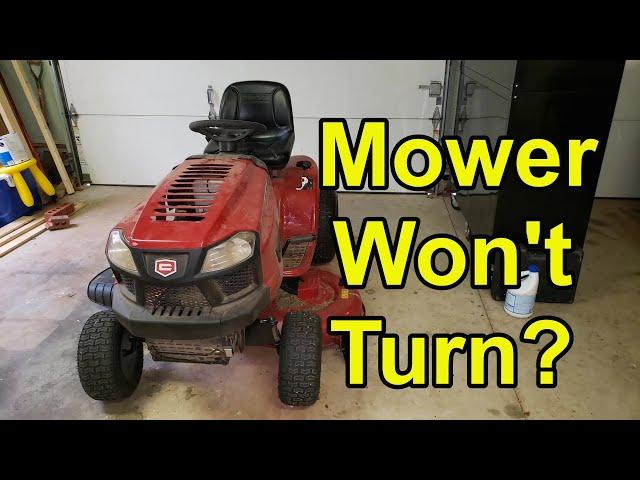 Riding mower steering problems - won't turn left (or right). How to fix