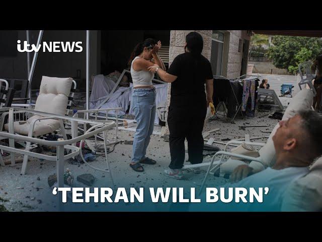 Israel warns 'Tehran will burn' as Iran fires drones and missiles in response to strikes | ITV News