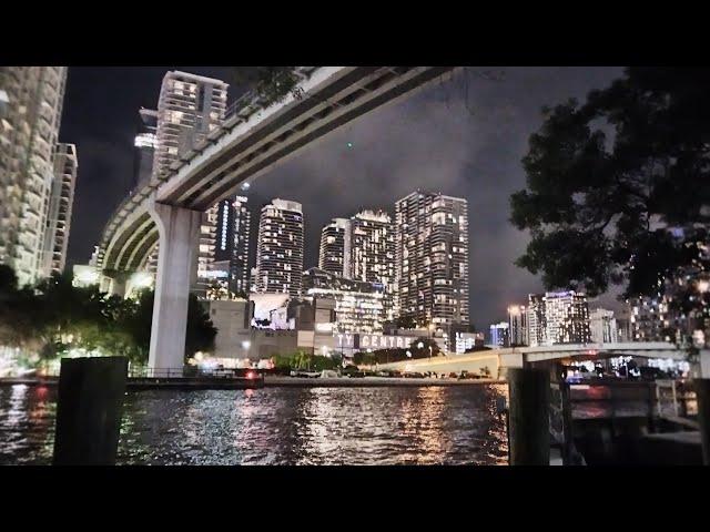 walk in Miami City Center at night Floryda USA