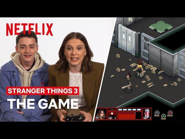 SPOILER ALERT | Cast Try Stranger Thing 3 Video Game for the First Time | Netflix