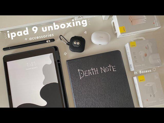 ipad 9th gen (silver) aesthetic unboxing in 2023  apple pencil + accessories | ft. baseus