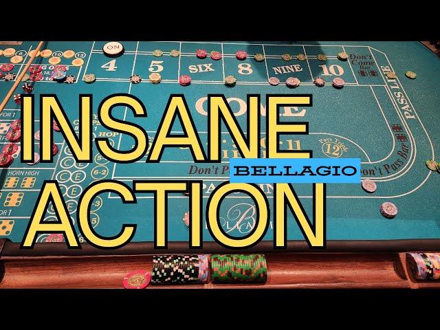 RIDICULOUS action packed craps session at Bellagio #craps #vegas #vegasdaytripper #Bellagio