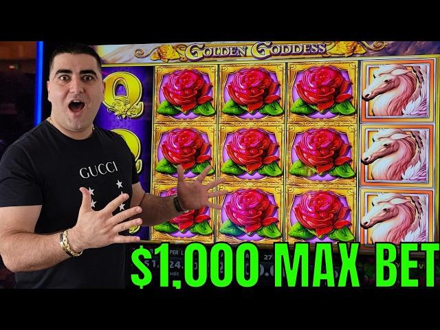 $1,000 Max Bet & Record Breaking Jackpot On Golden Goddess Slot