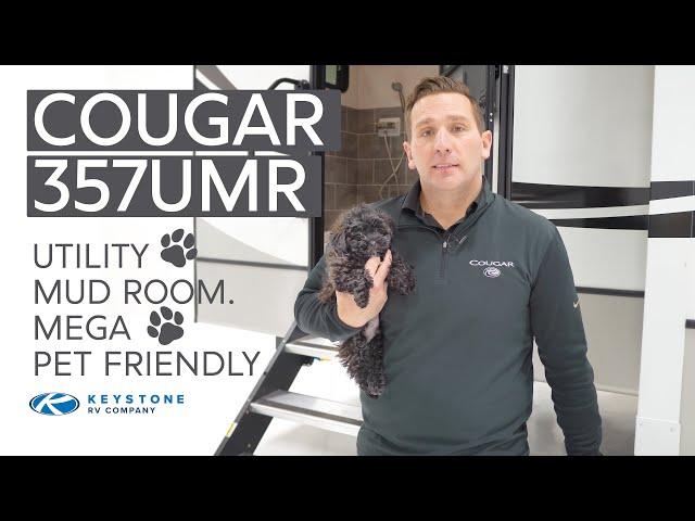 Keystone Cougar 357UMR Fifth Wheel Walkthrough. Utility Mud Room, Mega Pet Friendly.