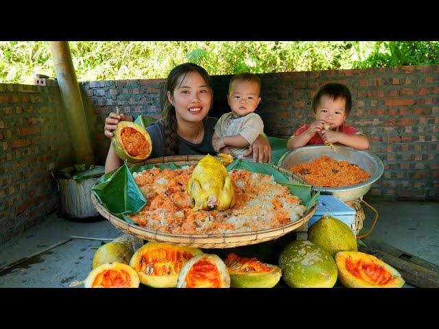 Harvest peanuts and sell them at the market - cook sticky rice with chicken for your children to eat