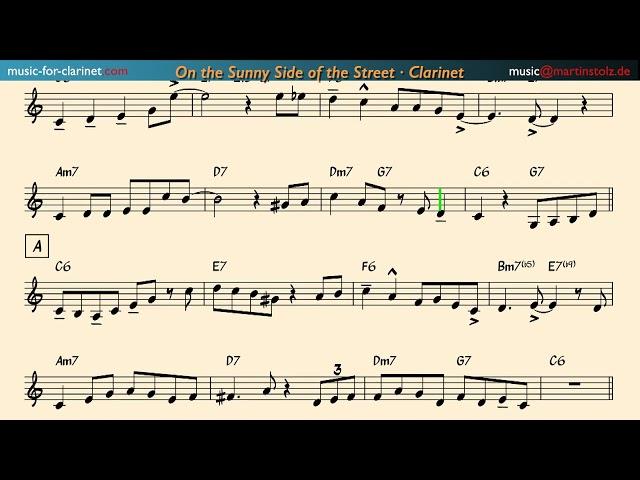 How to play "On the Sunny Side of the Street" for Clarinet and Band