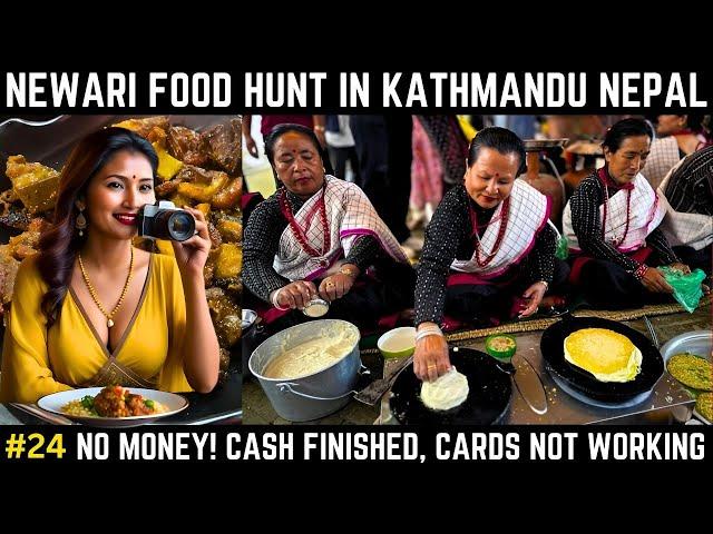 Newari food hunt in Kathmandu Nepal | Nepal food tour | Newari Bara, Mutton and Chicken Pickle