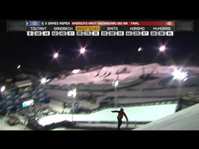 Ulrik Badertscher Run 7 Snowboard Big Air final - X Games