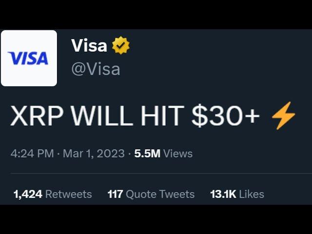 XRP Ripple first $13 then $30, RIPPLE did THIS in just SIX months, VISA BULLISH ON CRYPTO...