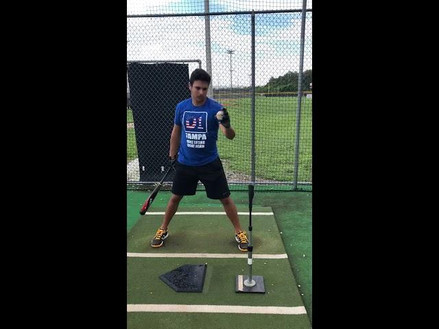 Hitting, back hip rotation half swing drill