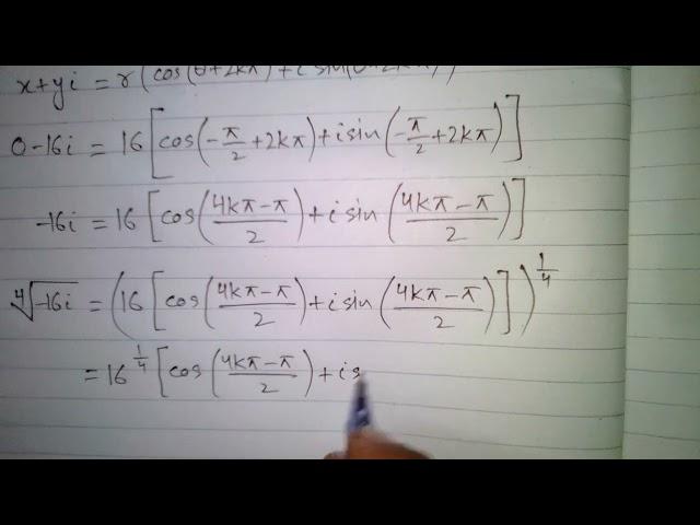 Fourth root of -16i -- Fourth root of a complex number in calculus