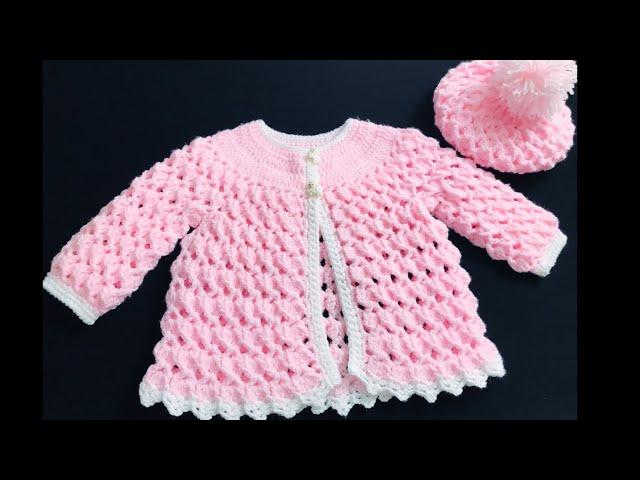 Crochet Baby Sweater Jacket & Crochet Baby Hat Set EASY NB to 6yrs, How to crochet, Crochet for Baby