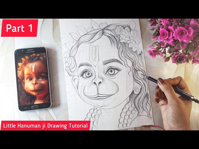 How to draw Hanuman, Lord Hanuman Drawing, Outline Tutorial PART 1