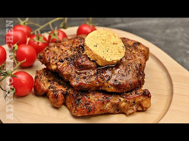 Ceafa de porc la cuptor cu unt aromat, frageda si suculenta