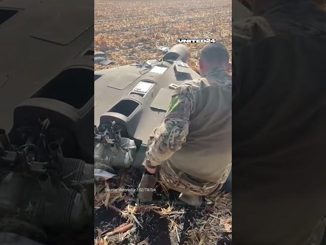  soldiers disassemble a downed Russian-Iranian Shahed-136 drone #united24media #warinukraine