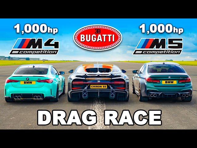 Bugatti Chiron Super Sport v 1,000hp BMW M4 and M5: DRAG RACE