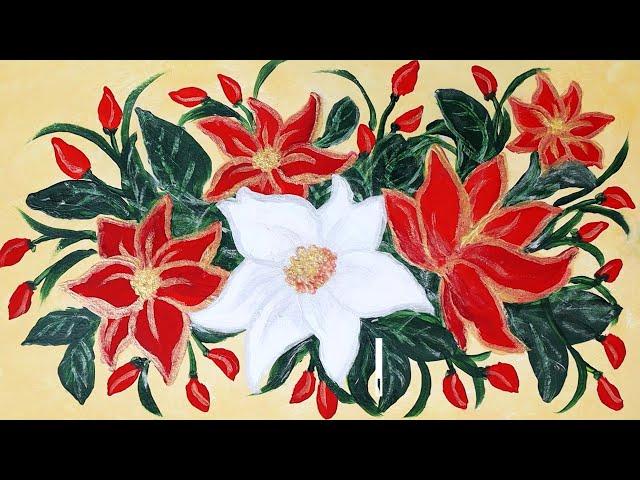 Christmas Flower Painting / Easy Acrylic Painting / Ree Art