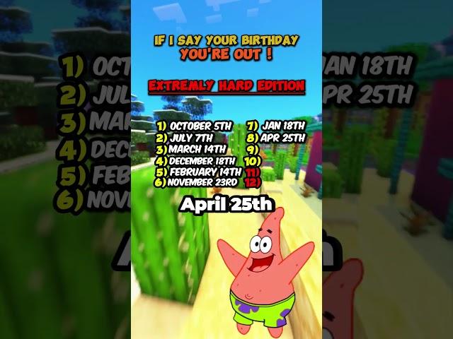 If I Say Your Birthday You Are Out! #spongebob #quiz #shorts