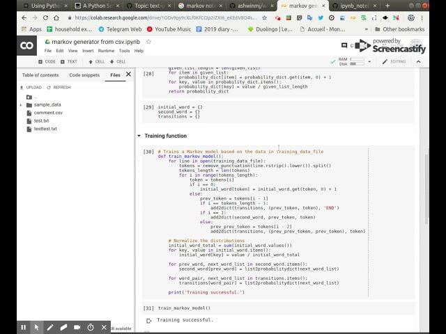 markov chain on jupyter notebook on google colab