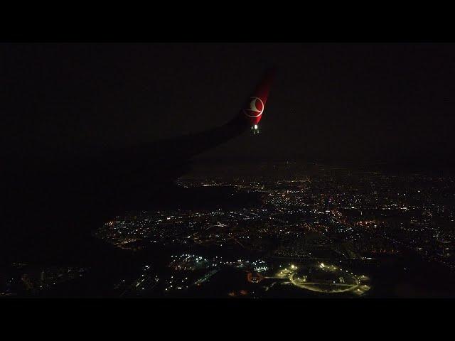 Turkish Airlines 737-800 Firm Night Landing in Istanbul