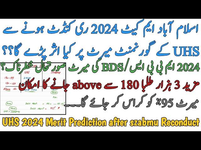 UHS PUBLIC MBBS BDS 2024 MERIT PREDICTION AFTER SZABMU RECONDUCT | 95 EXPECTED MERIT SAME DIFFICULTY