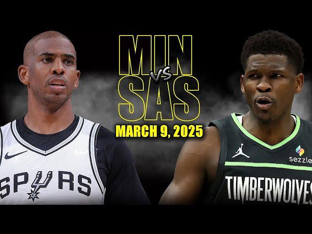 Minnesota Timberwolves vs San Antonio Spurs Full Game Highlights - March 9, 2025| NBA Regular Season