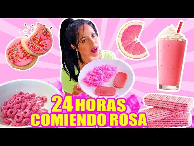 24 HOURS EATING ONLY PINK COLOR FOOD CHALLENGE | SandraCiresArt