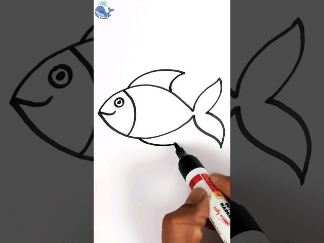 Very Easy! Fish Drawing For Kids || How To Draw a Fish || Kids Step By Step Drawing #kids #shorts