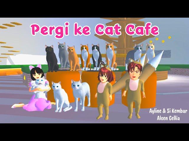 Ayline & Si Kembar Alcen Cellia | Pergi ke Cat Cafe | Sakura School Simulator