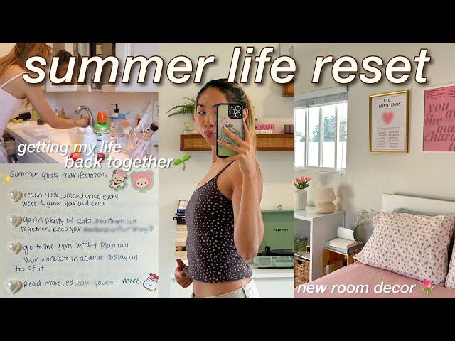 SUMMER LIFE RESETdeep cleaning my entire room| redecorating| goal setting & life organization