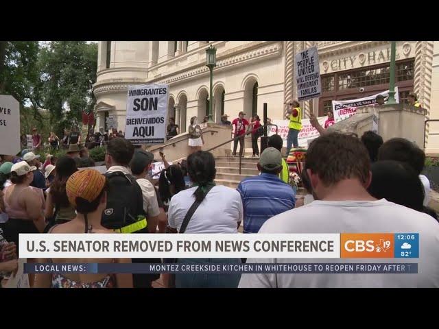 U.S. senator removed from Department of Homeland Security news conference