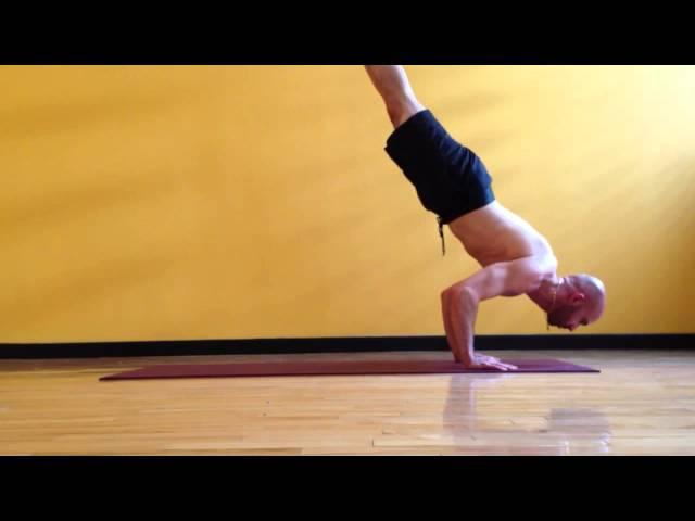Jump back: Floating pushup to chaturanga