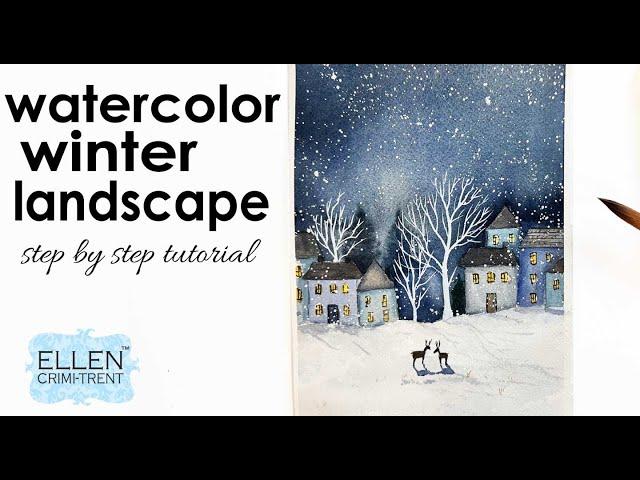 Watercolor Winter Landscape/ Christmas Card Tutorial