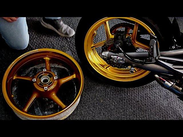 GUY GETS HIS POWDER COATED GOLD WHEELS BACK AND THEY LOOK AWESOME in 4K.