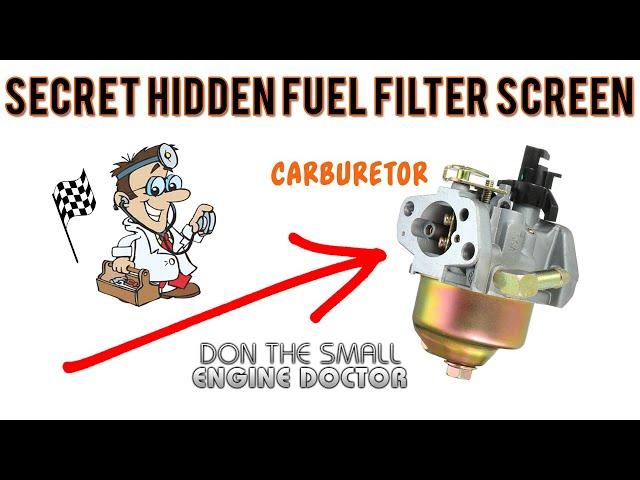 Hidden Carburetor Fuel Filter Screen On Small Engines! Must see! - Video