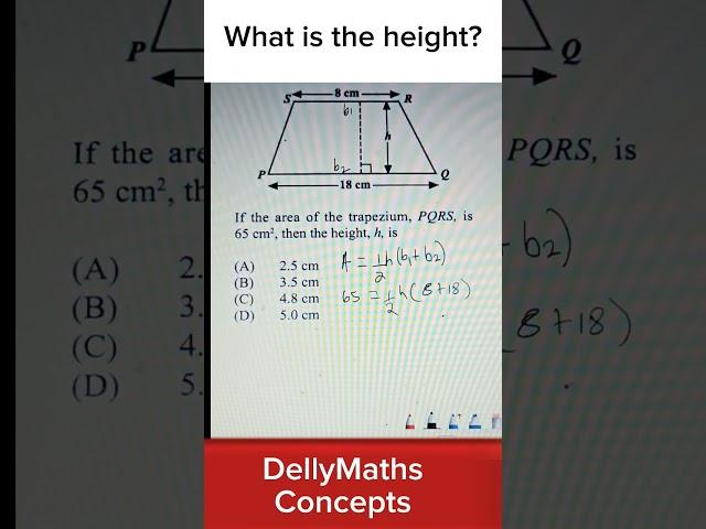 Trapezoid Area:CXC|CSEC P1 #fast #gcse #cxcmaths #dellymathsconcepts #fsa #jamaica #florida #maths