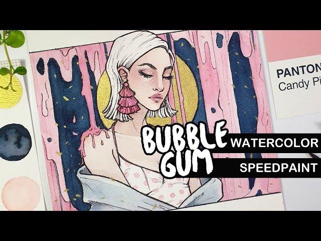 Bubblegum • Watercolor Speedpaint • Talking about titling your artwork