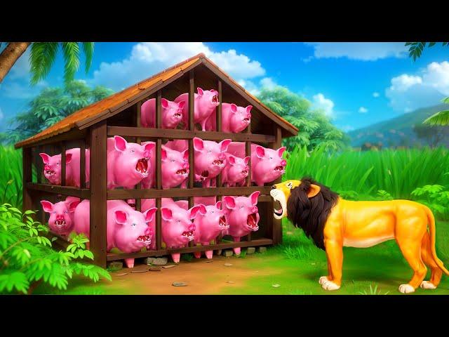 Funny Animal Battle: Lion King vs Pigs Team | Crazy Animals Comedy Moments