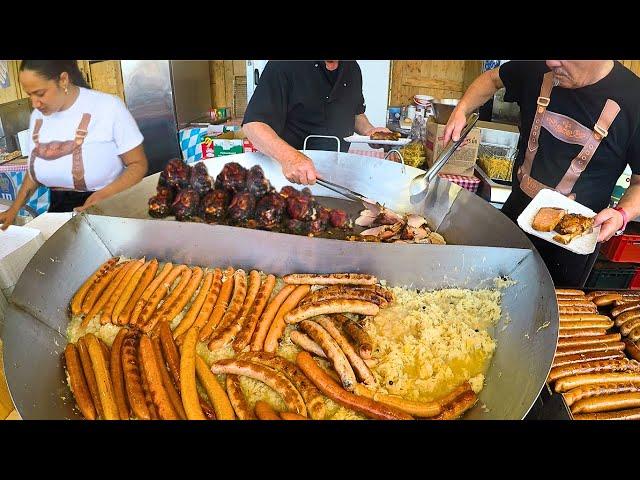 Germany Street Food. Tons of 'Wurst', Giant Rotisserie of Pork Knuckles & more Food