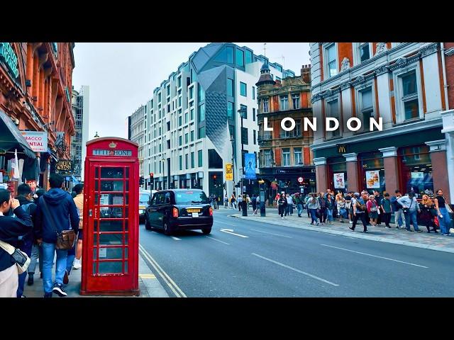 Classic London Day: Exploring West End on a Cloudy Afternoon | Tourists & City Ambience in 4K