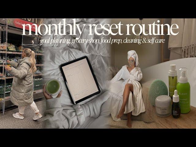 productive monthly reset routine | groceries, food prep, cleaning, goal planning & self-care 