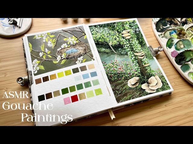 ASMR Painting | First Gouache Landscape in My New Home 