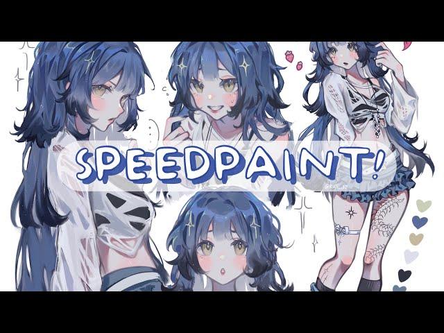 🫐 Redesigning my persona!!  Character sheet【Procreate Speedpaint】